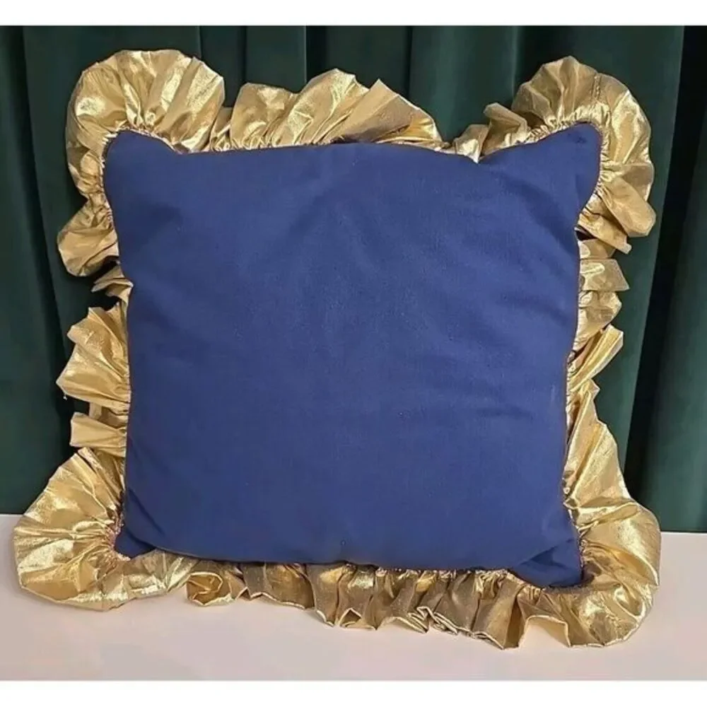 Noah's Ark Tapestry‎ Throw Pillow Gold Ruffle 